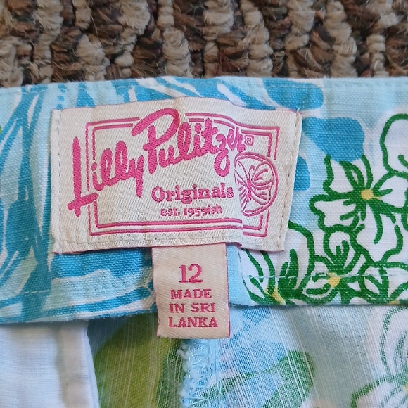 Lilly Pulitzer Blue and Green Tropical Pants Inseam 25 Length 35 - Picture 2 of 7